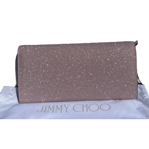 NWT Jimmy Choo Milla Pink Glitter Clutch - Picture 4 of 4